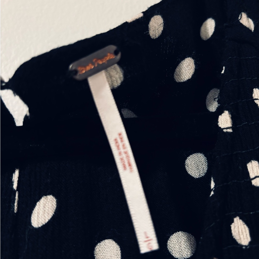 Women’s Dress Free People Size Large Black with White Polka Dots - Picture 3 of 6
